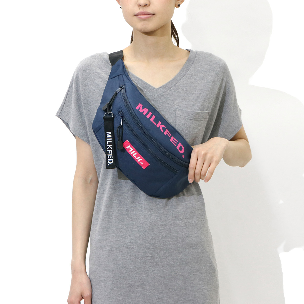 ミルクフェド ボディバッグ ウエストバッグ fanny pack サコッシュ 赤