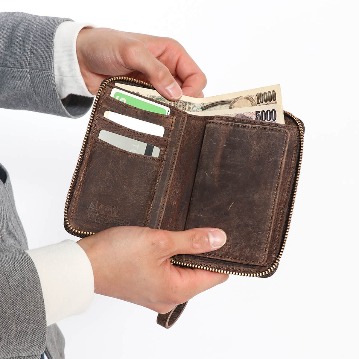 SLOW スロウ kudu round short wallet 二つ折り財布 333S11501｜【正規