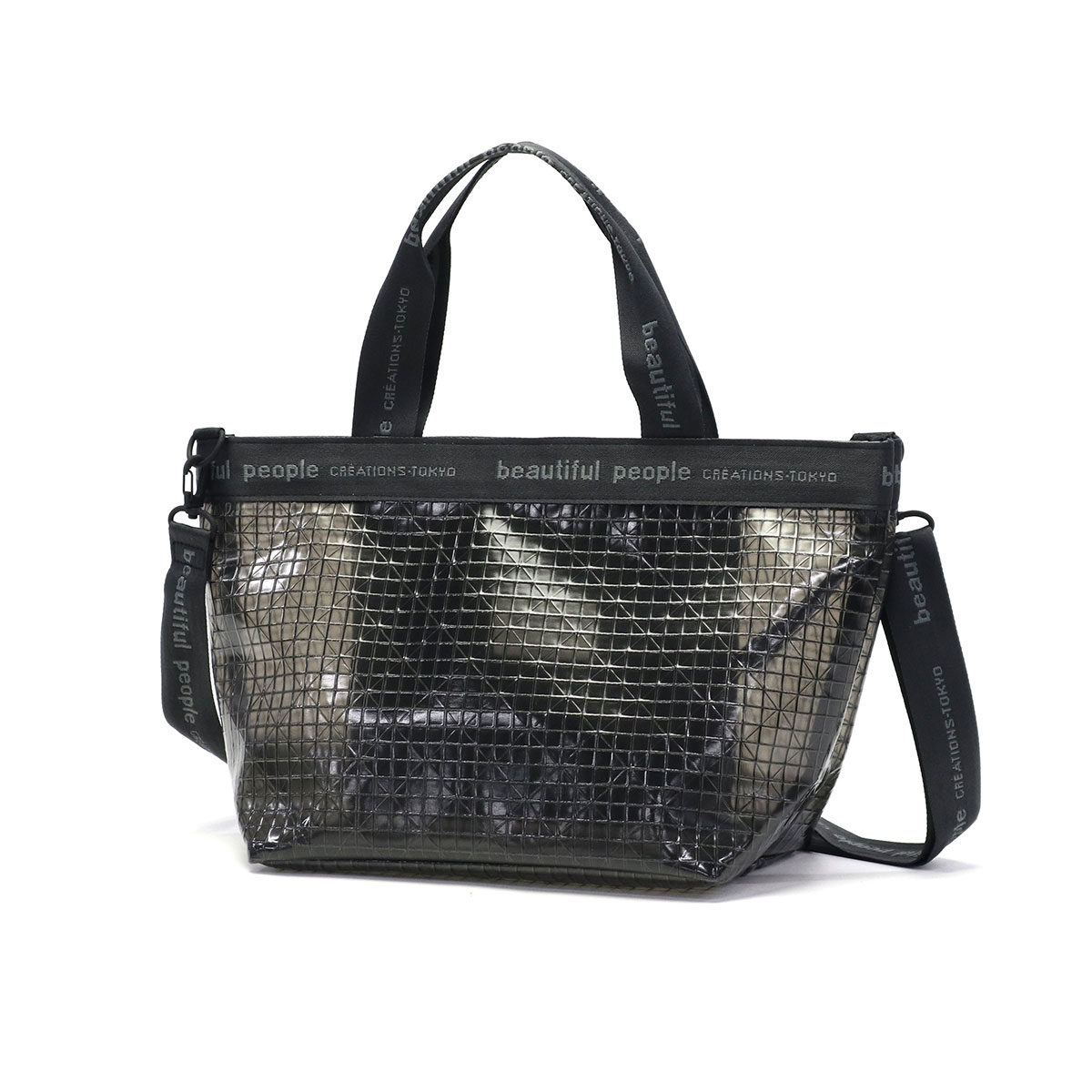 beautiful people ビューティフルピープル plaid vinyl logo tape bag 