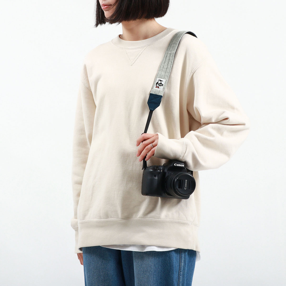 チャムス 旅行用 Camera Strap 3.8 Sweat Nylon Black/Charcoal 売り切れ必至！
