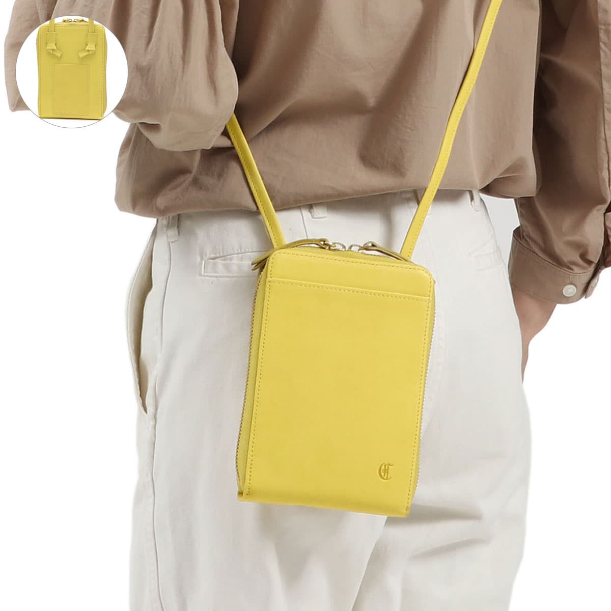 CLEDRAN ショルダーバッグ イエロー 三角柄 セール30%OFF】 CLEDRAN クレドラン ROCHE MULTI SHOULDER ロシュ
