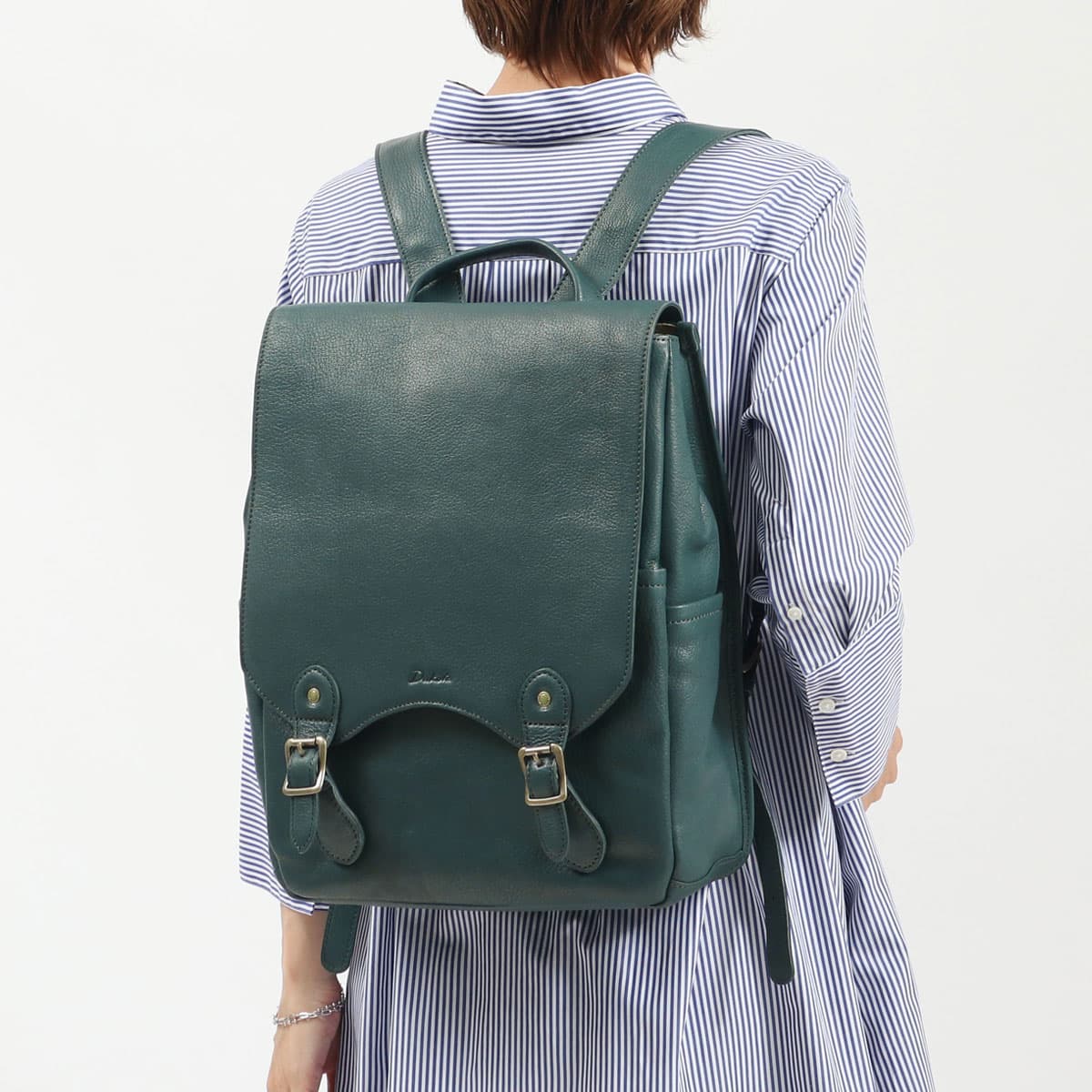 未使用級 Dakota ファレル リュック シボ革 グリーン ロゴ型押し 山羊