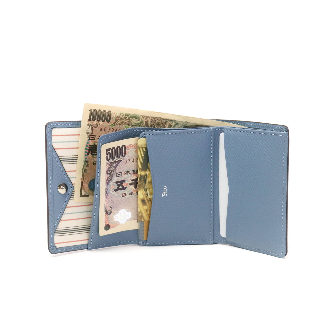 新品 1.9万 Fico フィーコ イタリア レザー 二つ折り 財布 レッド 