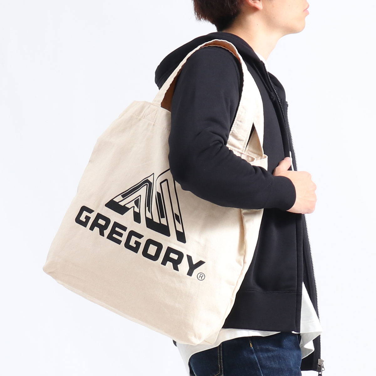 GREGORY グレゴリー 1303002230 CANVAS COTTON TOTE コットンキャンバストート ネイビーロゴ ネット限定