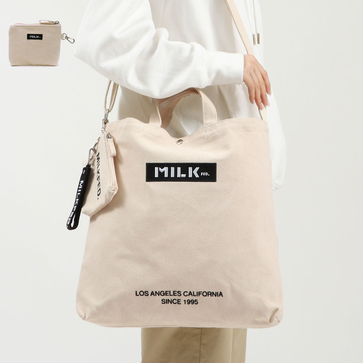 MILKFED. ミルクフェド CANVAS SACOCHE W/POUCH トートバッグ 103212053015