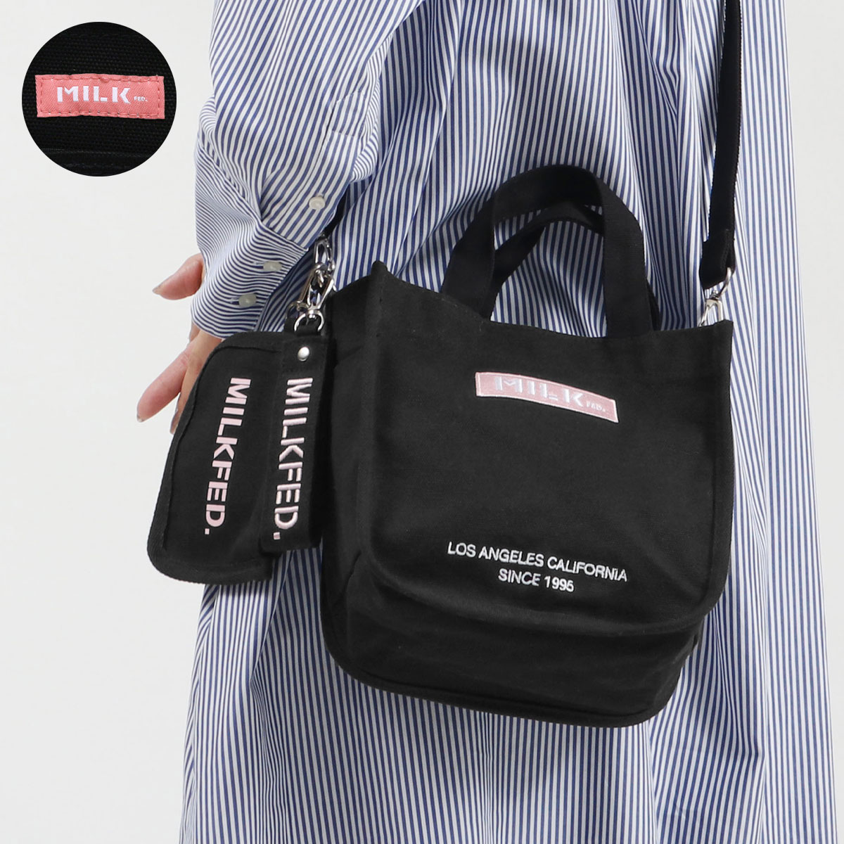 ミルクフェド MILKFED. SHOULDER BAG BAR ショルダー MILKFED.（ミルクフェド） ショルダーバッグ バッグ EMBROIDERED BAR