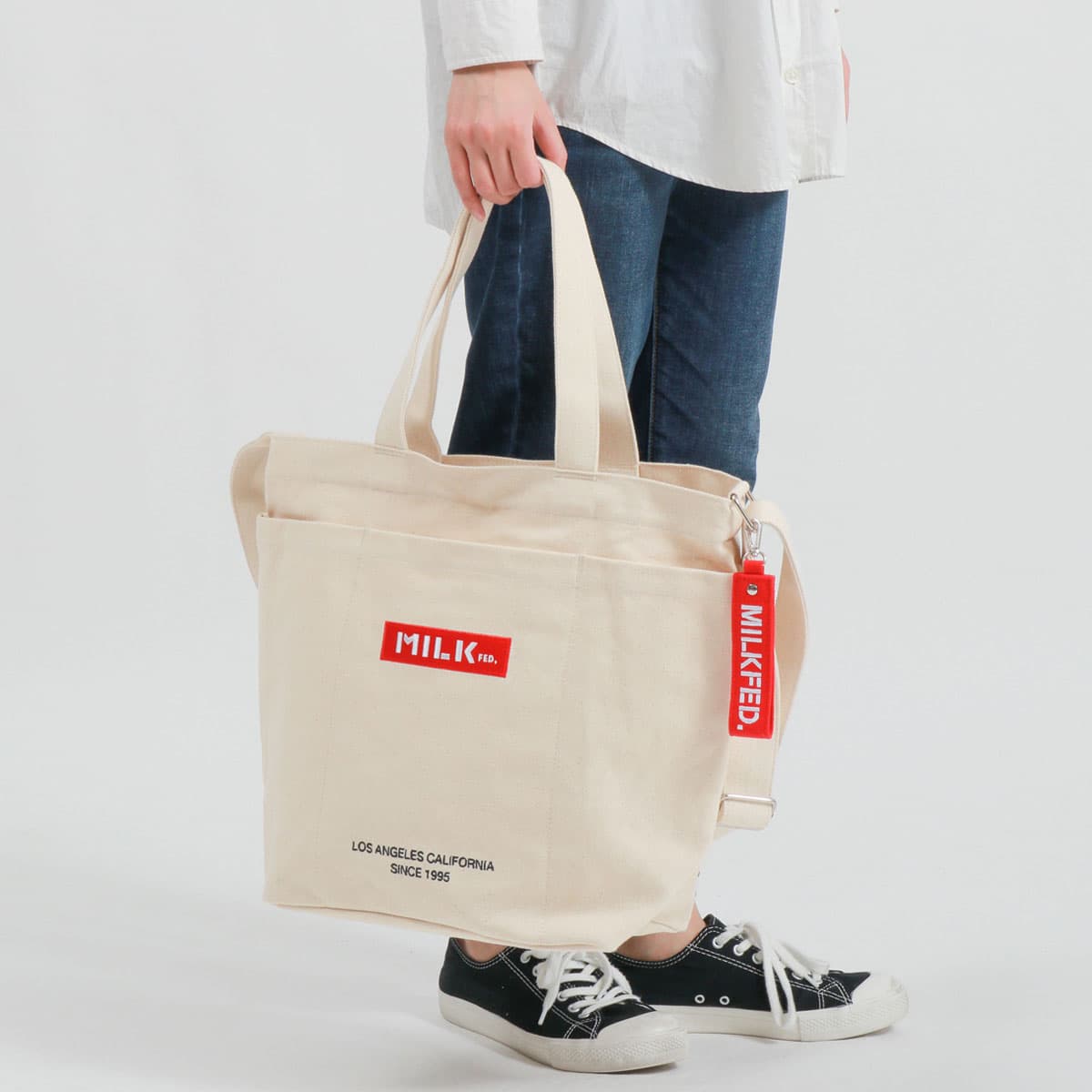 MILKFED. ミルクフェド BAR AND UNDER LOGO BIG CANVAS BAG 2WAYトート ...