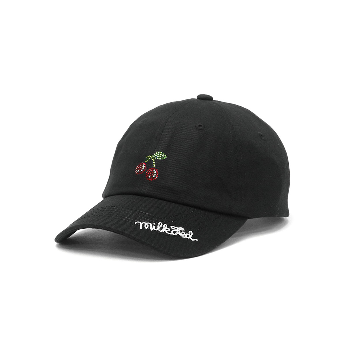 MILKFED. ミルクフェド RHINESTONE CHERRY CAP キャップ