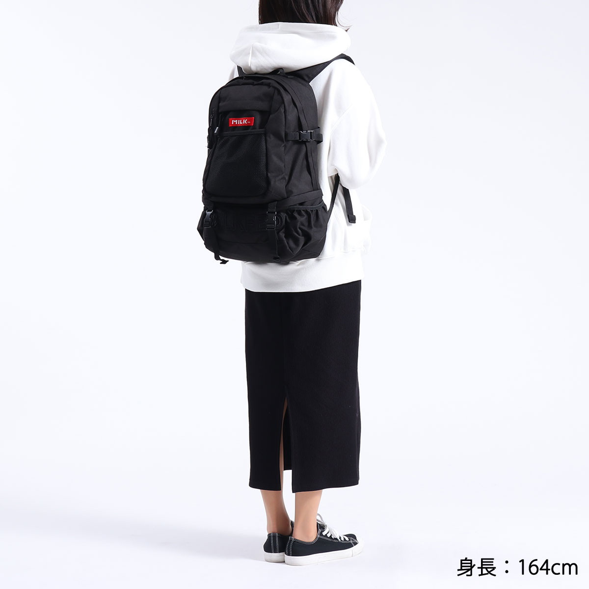 MILKFED. ミルクフェド EMBROIDERY BIG BACKPACK BAR バックパック 23L