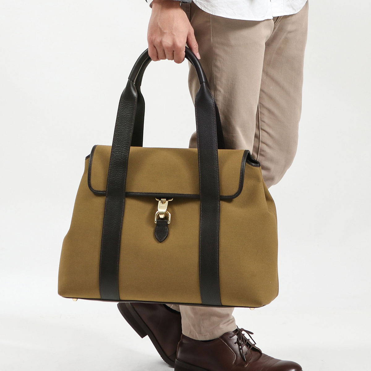 カナブン。様】S.MANO コットンキャンバス×レザー フラップ