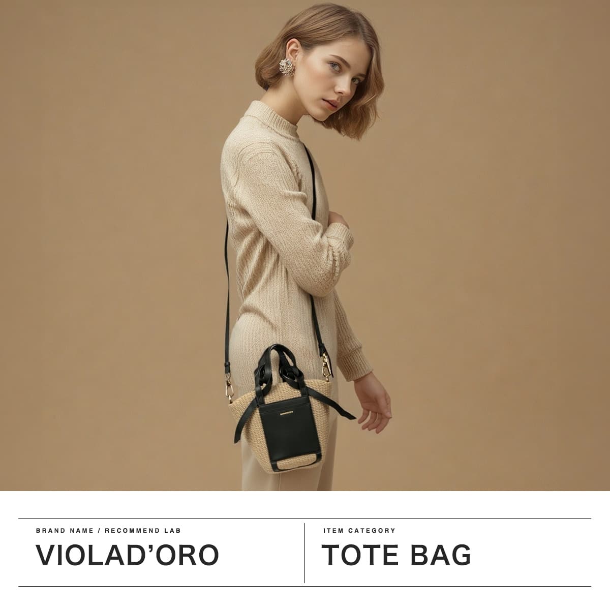 VIOLAd'ORO アバカ製2WAYレザーポケットトート