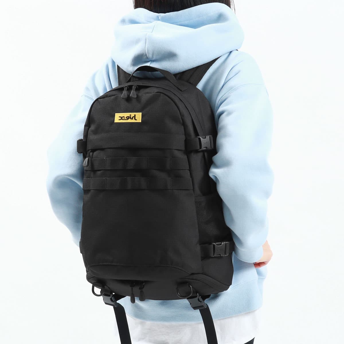X-girl エックスガール MILLS LOGO ADVENTURE BACKPACK バックパック 29L 105224053010  105225053002