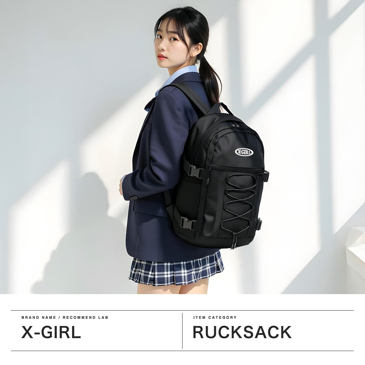 X-girl エックスガール OVAL LOGO BUNGEE CORD BACKPACK