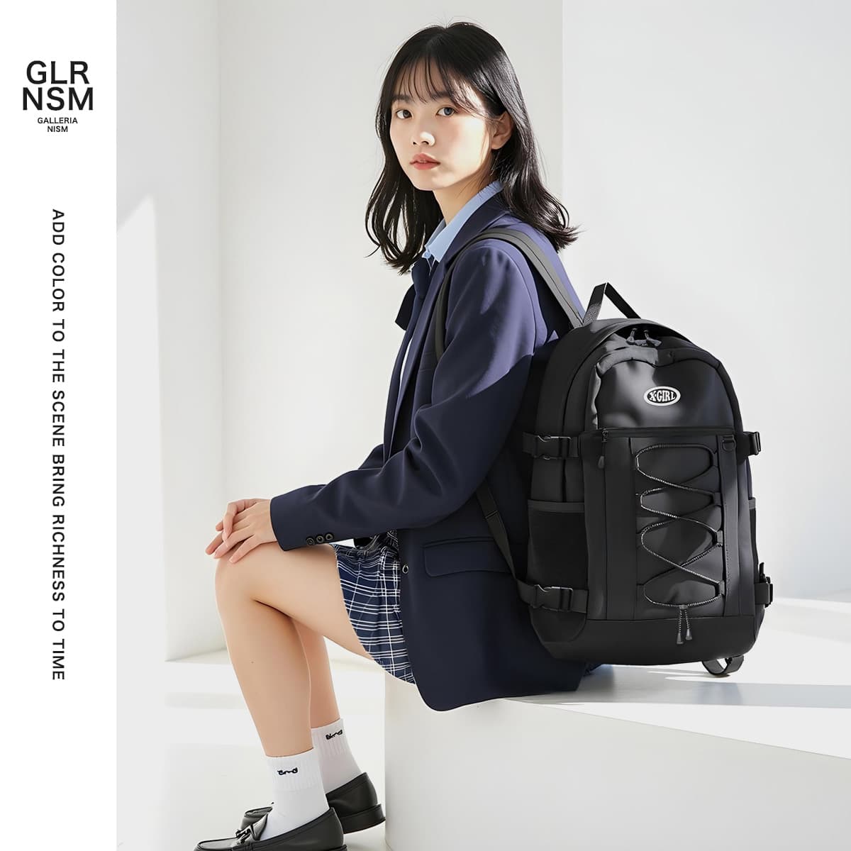 X-girl エックスガール OVAL LOGO BUNGEE CORD BACKPACK