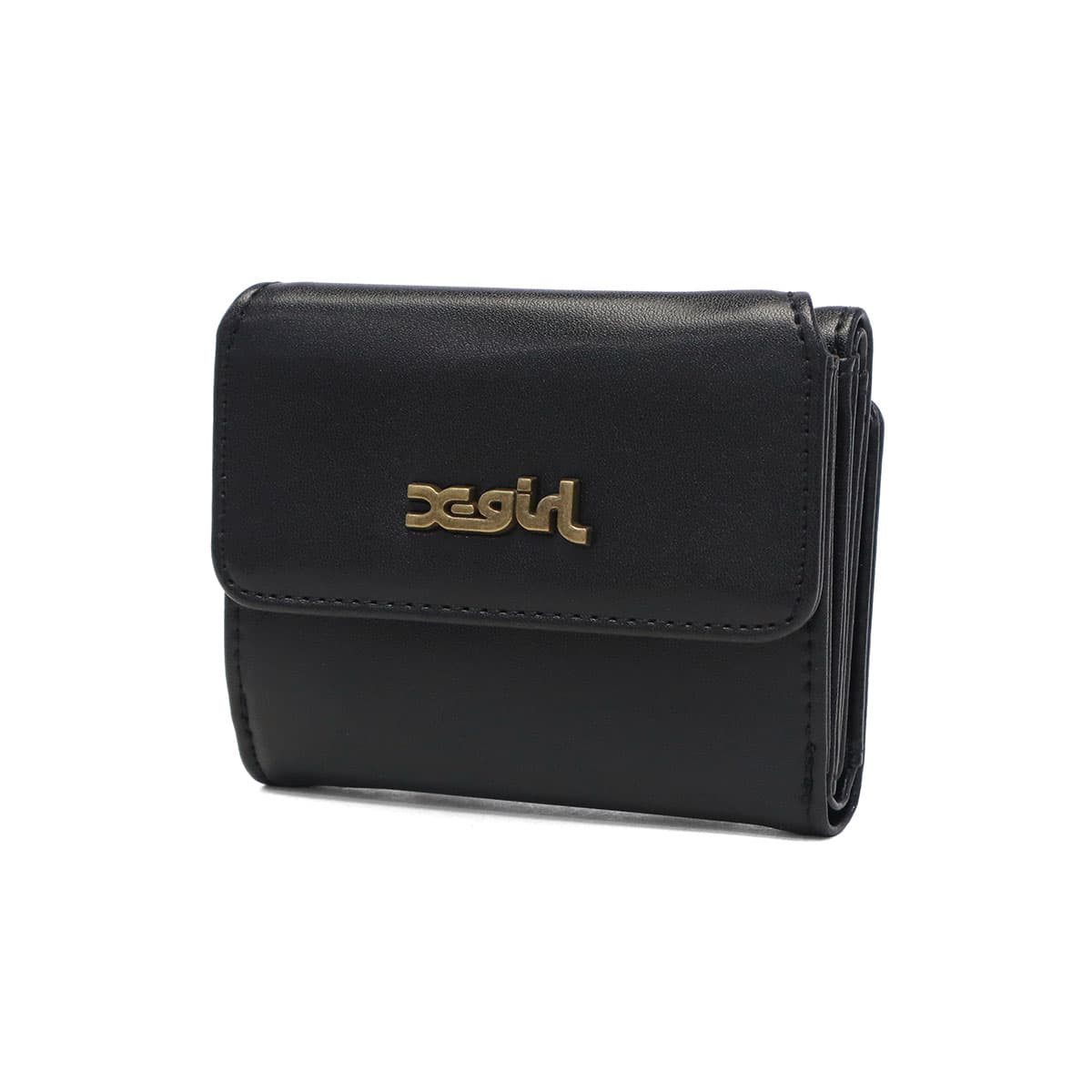 X-girl エックスガール MILLS LOGO FAUX LEATHER MINI WALLET 三つ折り