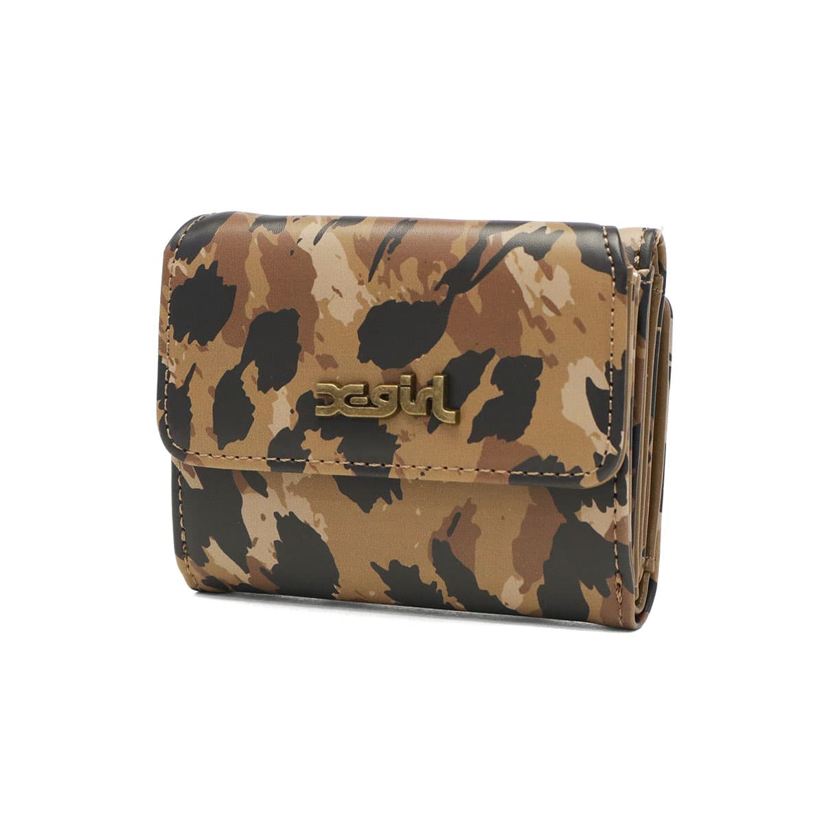 X-girl エックスガール MILLS LOGO FAUX LEATHER MINI WALLET 三つ折り