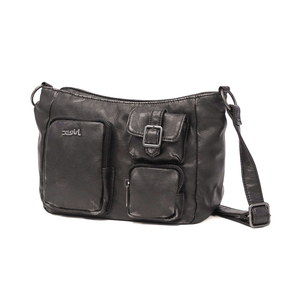 X-girl エックスガール MULTI POCKET FADED FAUX LEATHER BAG