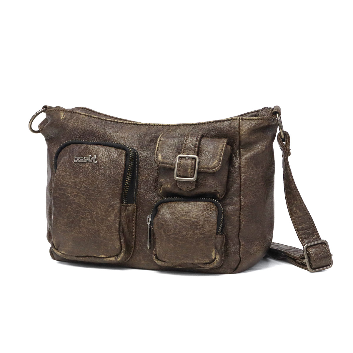 X-girl エックスガール MULTI POCKET FADED FAUX LEATHER BAG