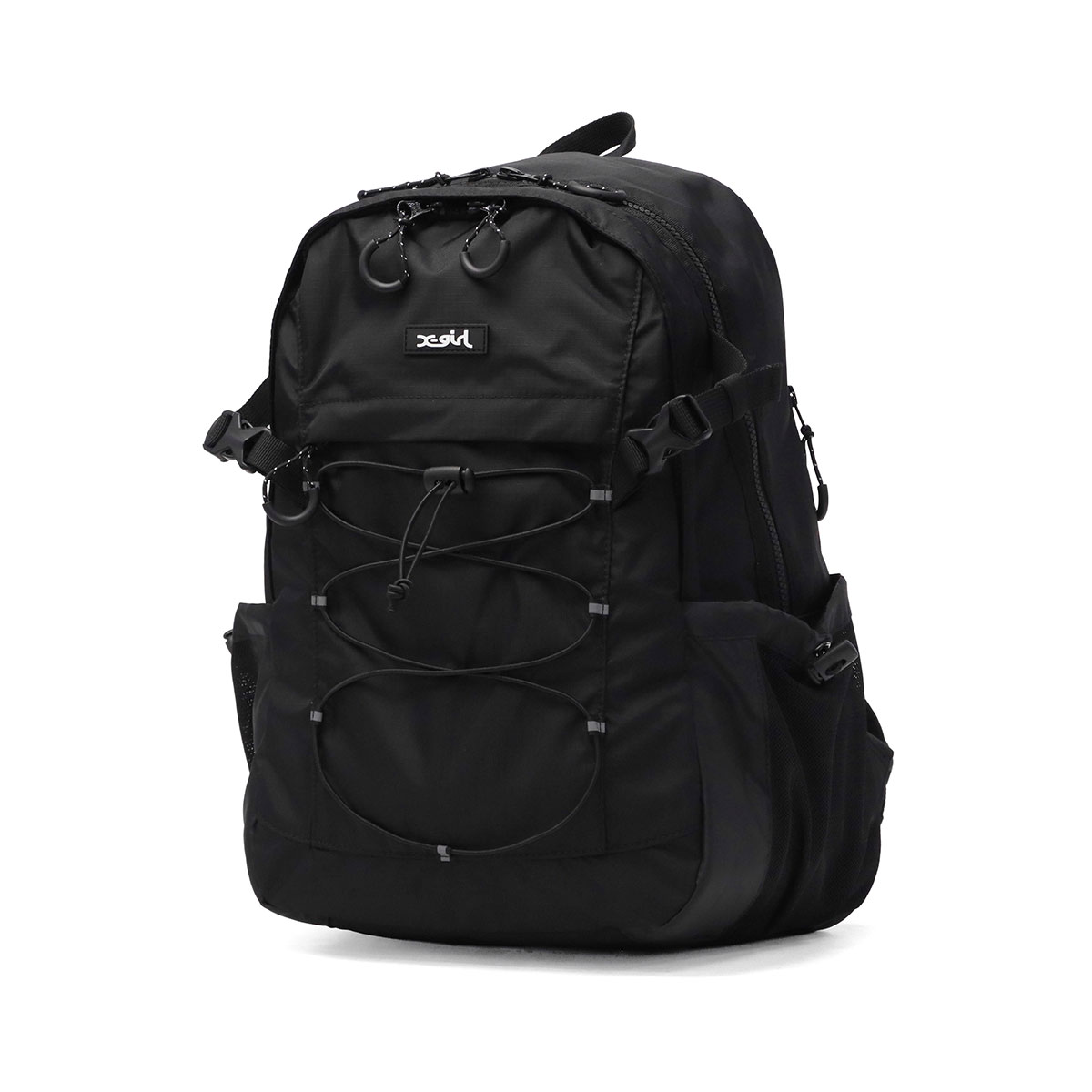 X-girl エックスガール MILLS LOGO RUBBER PATCH BUNGEE CORD BACKPACK X-girl エックスガール MILLS LOGO RUBBER PATCH BUNGEE CORD BACKPACK