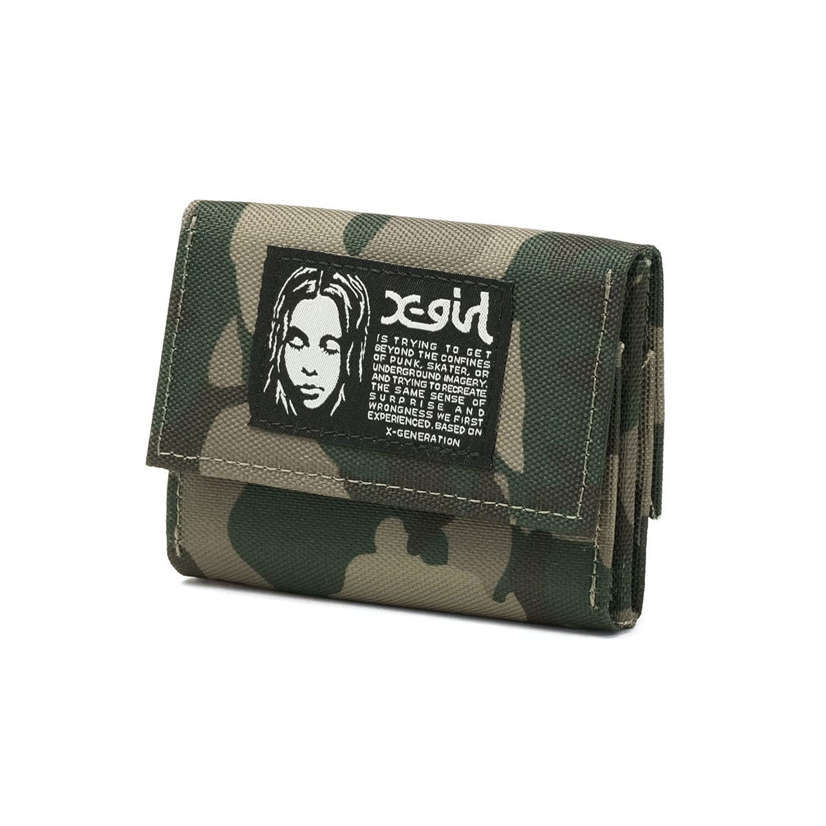 カモフラージュ ミニウォレット X-girl エックスガール FACE LABEL SMART MINI WALLET 財布