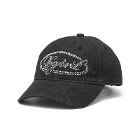 X-girl �G�b�N�X�K�[�� RHINESTONE OVAL LOGO 6PANEL DENIM CAP �L���b�v 105261051009